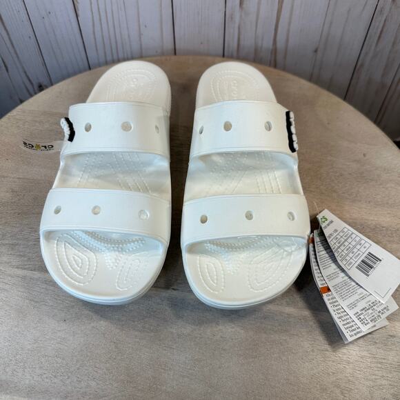 Crocs Classic Mens Slides Size 9 Womens 11 Slip On Sandals White 206761-100 NEW - Picture 2 of 14